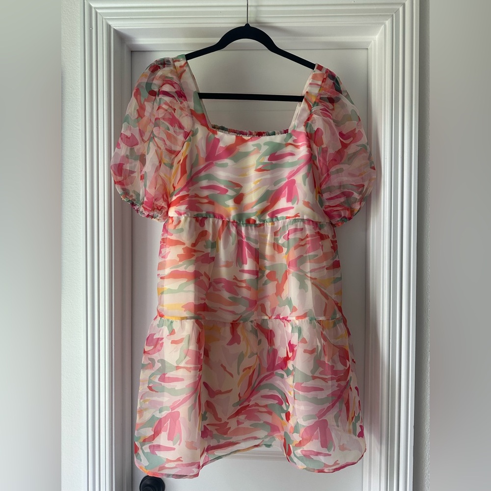 CROSBY by Mollie Burch Saylor Pink Puff Sleeve Sundress